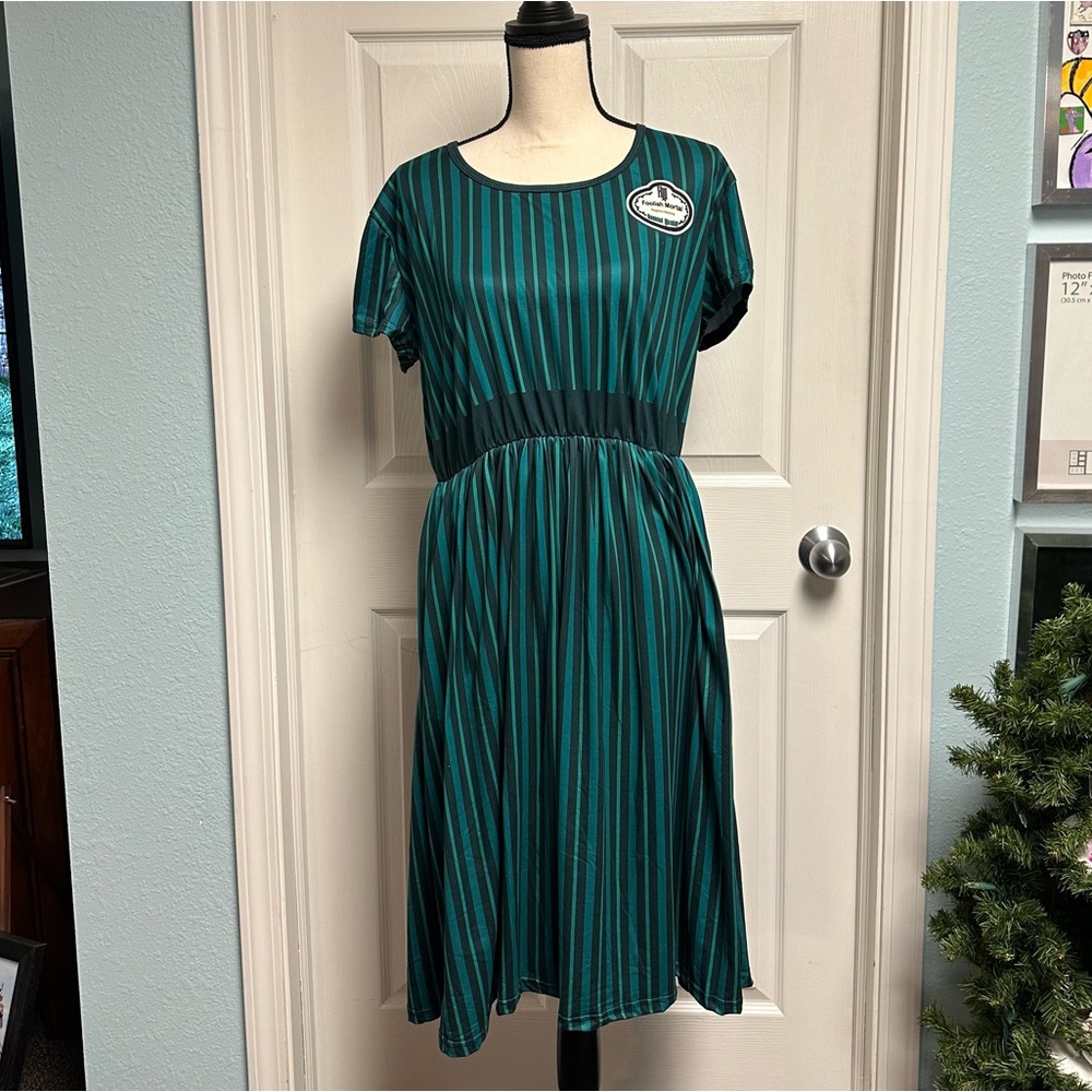 Haunted Mansion Themed  A-line Midi Dress with Crew Neck and Short Sleeves